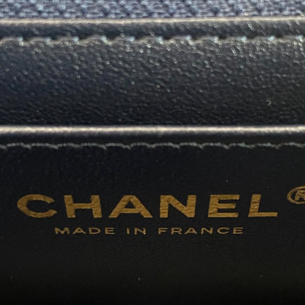 Authentic CHANEL Tweed Quilted Mini Rectangular Flap Navy Blue Multicolour - Picture 13 of 15